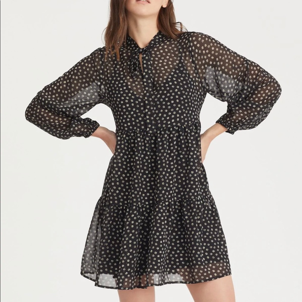 NWT Sanctuary Feeling Fresh Babydoll Dress Black Petite Fleur Size Medium